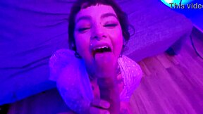 Cute Alt Teen 18+ Bangs Lucky Guy, Mouth Filled with Creamy Cum in Hot Preview!