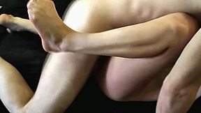 Intimate session with lover showing off small waist and natural tits