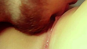 Hot amateur teen licks wet pussy lips closeup