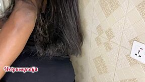 ebony wife gets fucked in kitchen by lover while cooking for husband