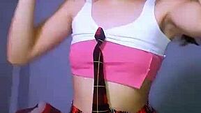 Bonneyuwu - Petite Schoolgirl Masturbates with Huge Dildo Until Wet and Dripping