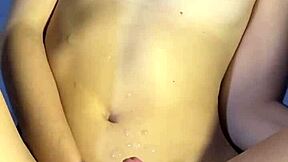 the scene shows cum on her belly