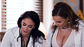 Blonde teen in lingerie takes big cock home.