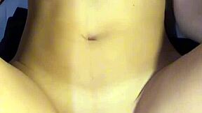 the scene shows cum on her belly