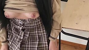 Can he resist banging her in an empty classroom?