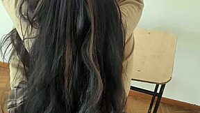 Can he resist banging her in an empty classroom?