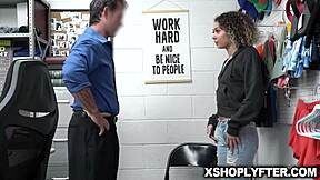 The Security Guard's Heart Races As He Punishes Sexy Shoplifter Allie Addison With Intense Pleasure.