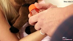 Horny Blonde Babysitter Gets Hardcore Fucked, Then Tastes Cum With Dirty Talk!