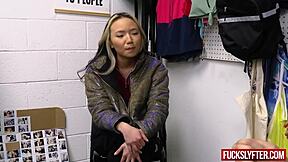 THE JACKET MISHAP ASIA LEE KNEELS FOR CREAMY CONCLUSION