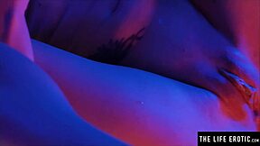 watch her using ice dildo solo