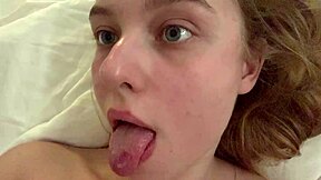 Young teen MASTURBATES on KING SIZE BED