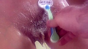 shaving my slick pussy just for you in the bath