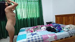 Watch this curvy latina milf shake her big ass while changing naked?