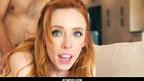 Getting up close with Madi Collins, the skinny redhead in an interracial fingering scene