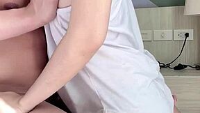 hot asian teen gives sloppy blowjob with handjob 😍