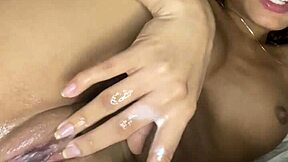 Cute petite teen masturbates her pussy to cum