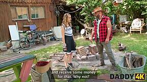 In Daddy4K, the meeting with stepdaddy turned into outdoor sex with the young girl