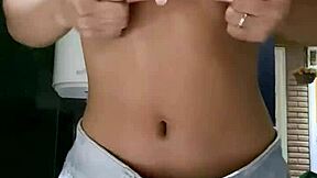 petite babe in miniskirt plays with her eager pussy