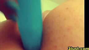 Cute girl explores toys on webcam