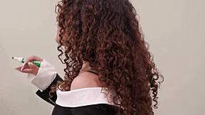 Petite Latina teacher Liv Revamped drilled by student in class