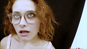 skinny ginger luna parish deepthroats cock then gets her shaved pussy fucked doggystyle