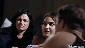 stepmom and stepson fuck roommate in taboo group