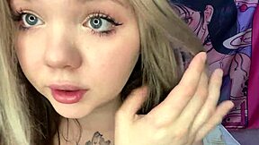 Blonde teen whore eats pussy for cuckold husband after party