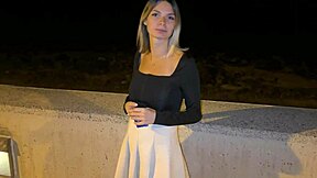 Wow! Walking by the Sea with No Panties, Stranger Notices in Outdoor Pregnant Doggystyle!