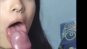 Does the brunette teen slut swallow the monster cock's cum in deepthroat?