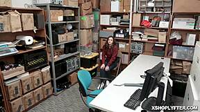 tattoed teen 18+ gets doggystyle fuck ramming pussy from behind at work