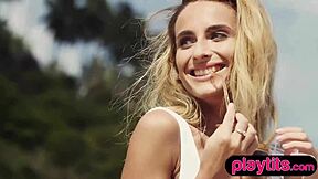 Petite Ukrainian Milf Strips Naked on Beach for All