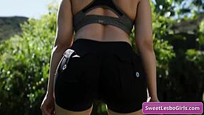 Can white brunette tempt ebony friend Whitney Wright after workout with Alexis Tae?