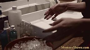 amazing stepmom teasing cute teen with strapon in lesbian threesome