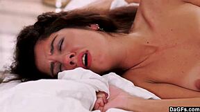 dagfs eats and fucks shaved teen pussy for breakfast with cumshot and creampie