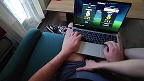 My boyfriend plays FIFA while I crave his cock.