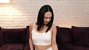 Hot asian babe takes four cocks