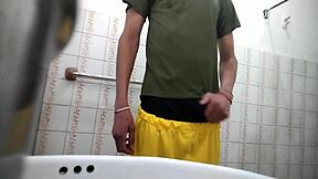 an italian straight guy gets kinky in the visiting bathroom with a student