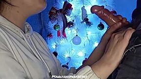 Christmas deepthroat blowjob.