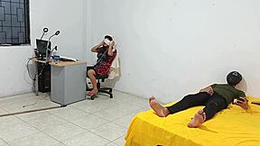 step sister sits while i masturbate for her in homemade video.