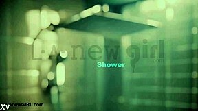 asian teen model takes shower after photoshoot