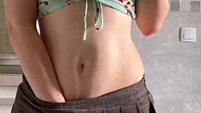 Cute Petite 18+ Girl Maiskii Touches Her Shaved Pussy in Solo Play