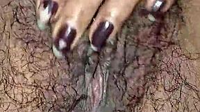 Desi Babe Shows Off Hairy Tight Pussy in Close-Up