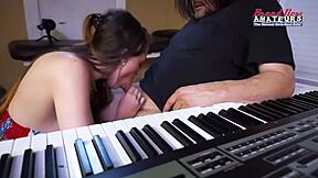 brunette coed cloe sucks cock then gets twat fucked deep and jizzed