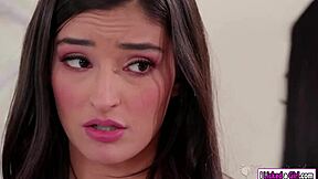 Sexy teen gets licked by BFF and hot stepmom