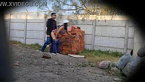 caught on camera, this latina flashing her ass and pussy at work outdoors