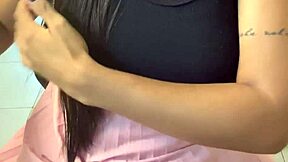 wife enjoys a night at the hotel with a friend, filming their intimate moments together