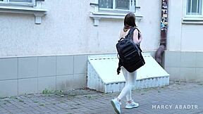 teen fucks stranger in hostel, cum on tits