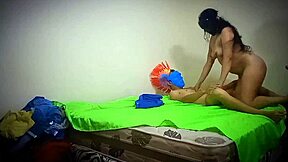 Sexy brunette stepmother begs two stepsons to pound her ass and creampie her in homemade threesome