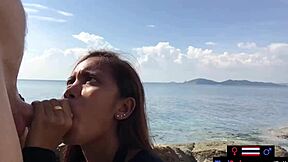 Watch This Asian Teen Girlfriend Suck Her Boyfriend's Big Cock In Public?