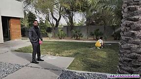 tiny Asian teen Elle Venove punished with strapon threesome by Diamond Banks and Johnny Castle! 😱